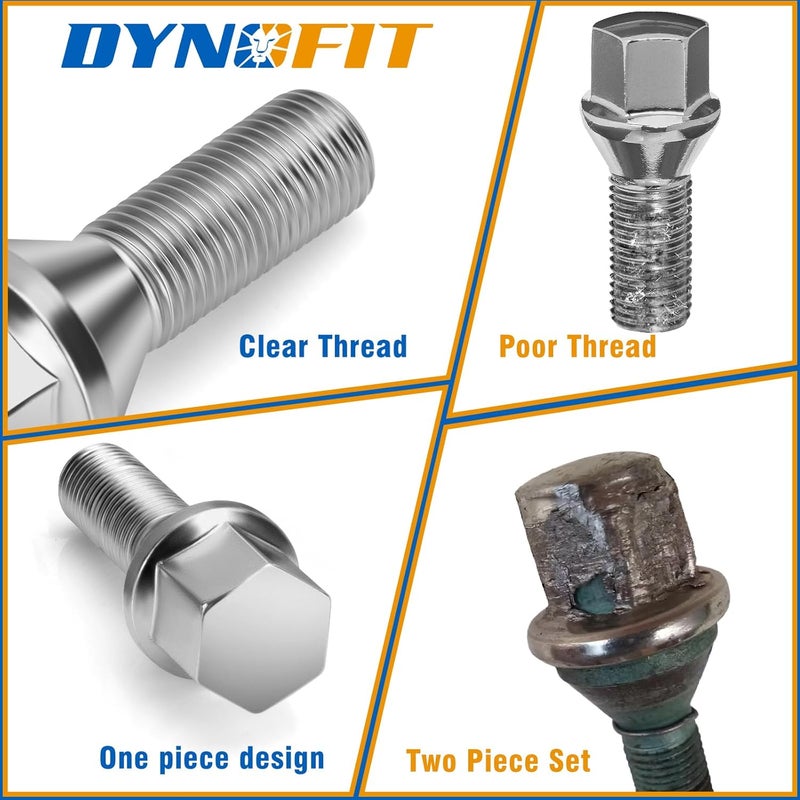 dynofit Store M12x1.25 Lug Bolts Set Compatible with Je-ep Compass Cherokee Renegade, 20pcs 12mmx1.25 Lug Nuts Stud for Fiat 500 Dodge Dart Chrysler 200, 28mm Shank Wheel Bolts Replace OE#6511051AA 611-005 - Image 4